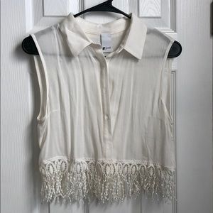 White Swell Button down crop top
